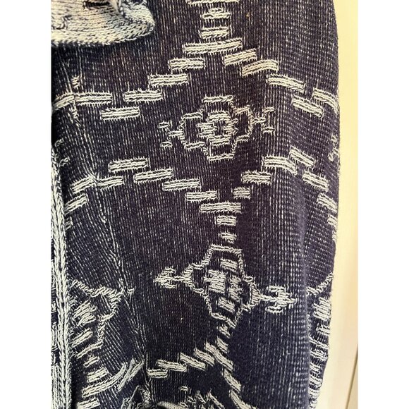 Roxy Blue Hooded Cardigan Sweater Oversized Southwest Aztec Cape Poncho Beach - Picture 3 of 8